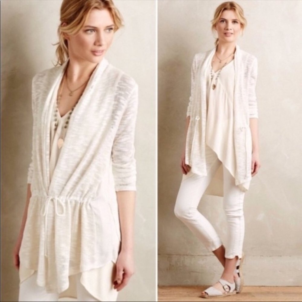 ANTHROPOLOGIE Slub Contrast Anorak Cardigan {II39}